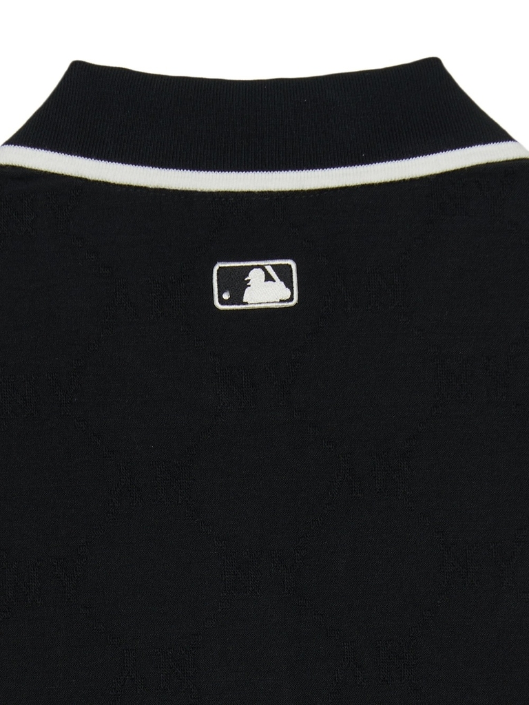 Áo Polo MLB Women's Dia Mono Tonton Jacquard Collar T-Shirt New York Yankees Black