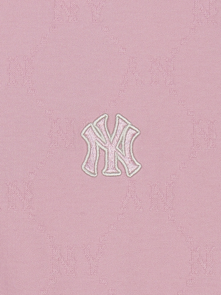 Áo Polo MLB Women's Dia Mono Tonton Jacquard Collar T-Shirt New York Yankees Pink