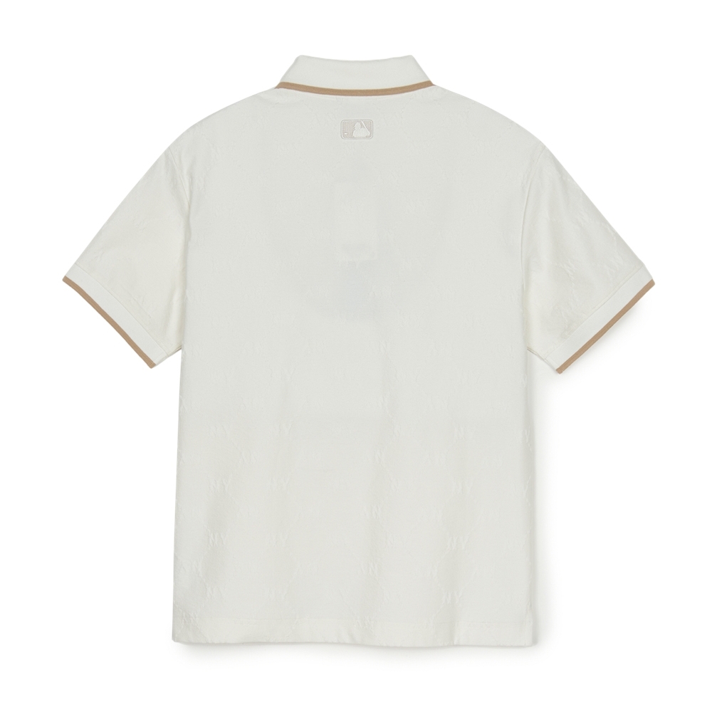 Áo Polo MLB Dia Mono Jacquard Collar T-Shirt New York Yankees Ivory