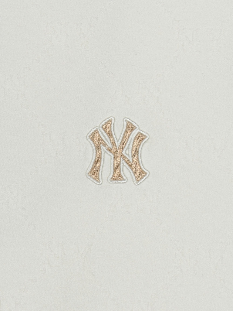 Áo Polo MLB Dia Mono Jacquard Collar T-Shirt New York Yankees Ivory