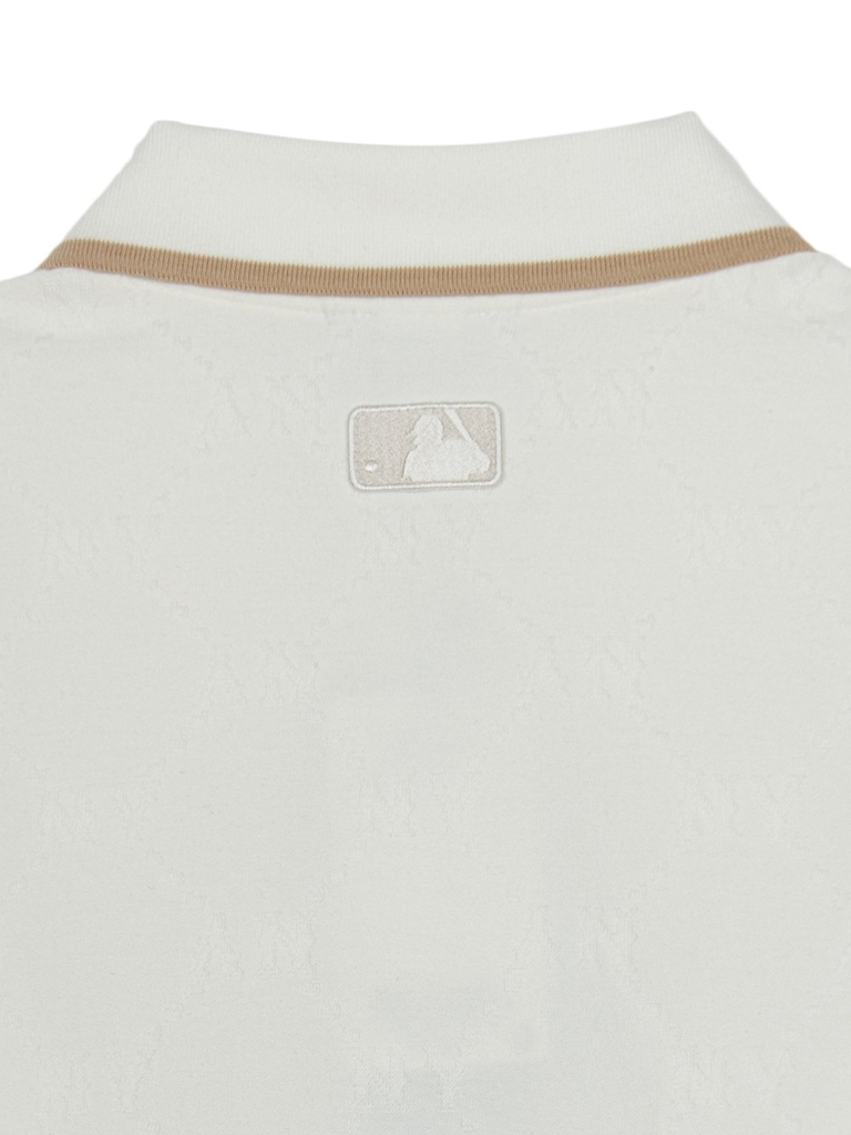 Áo Polo MLB Dia Mono Jacquard Collar T-Shirt New York Yankees Ivory