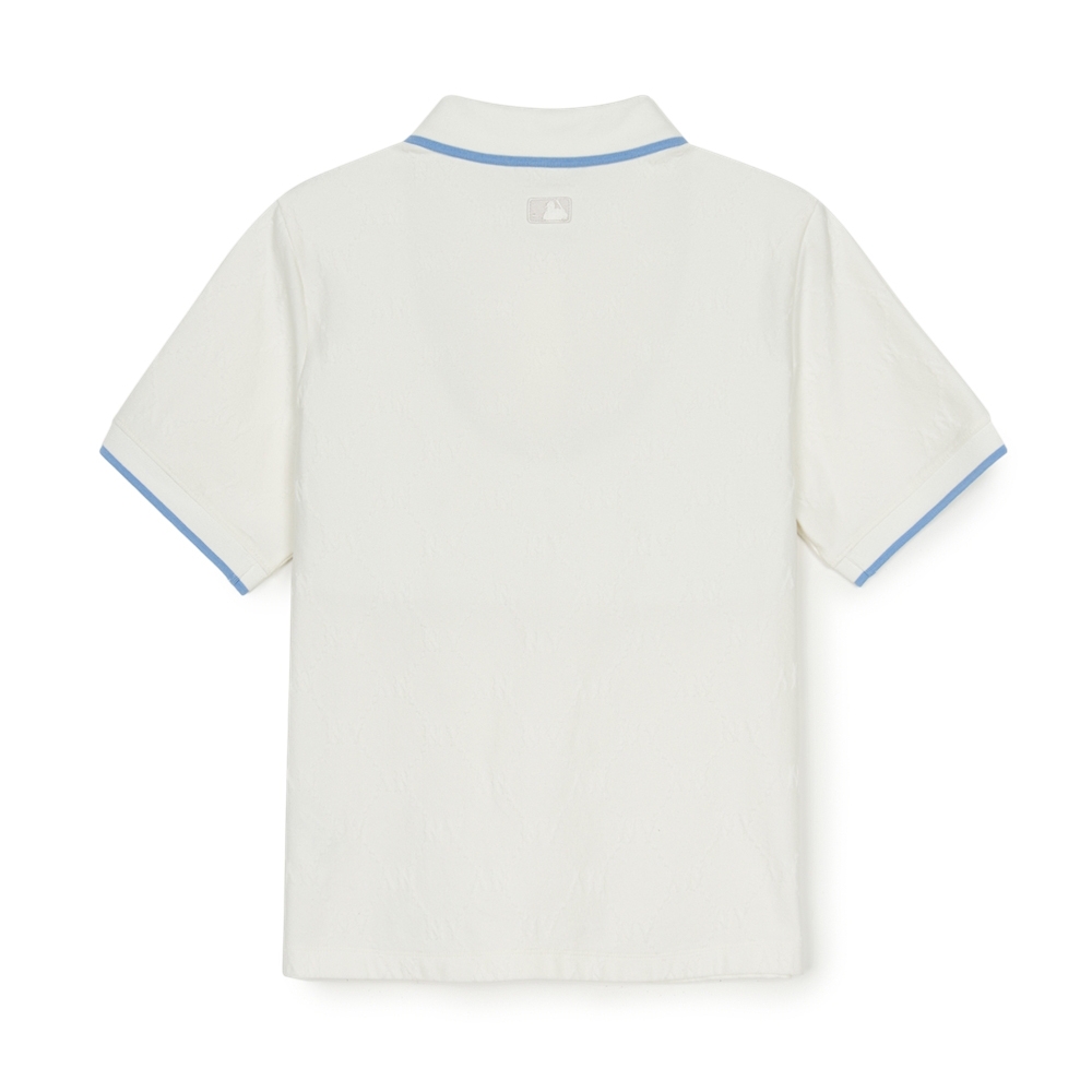 Áo Polo MLB Women's Dia Mono Tonton Jacquard Collar T-Shirt New York Yankees Ivory