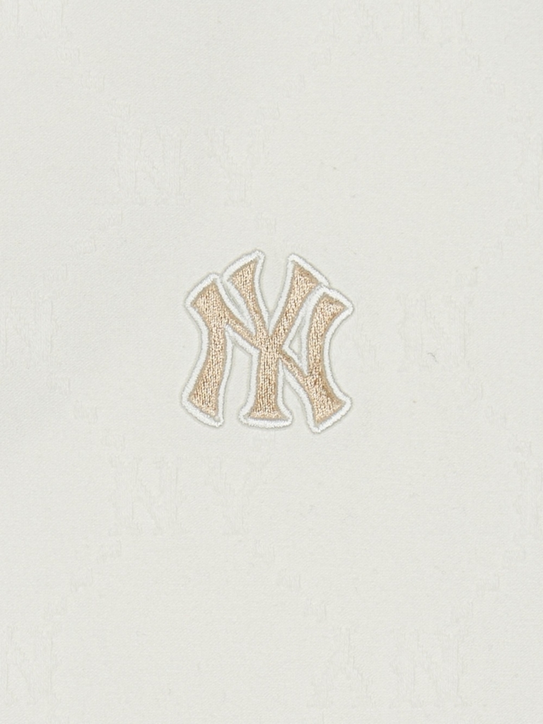 Áo Polo MLB Women's Dia Mono Tonton Jacquard Collar T-Shirt New York Yankees Ivory