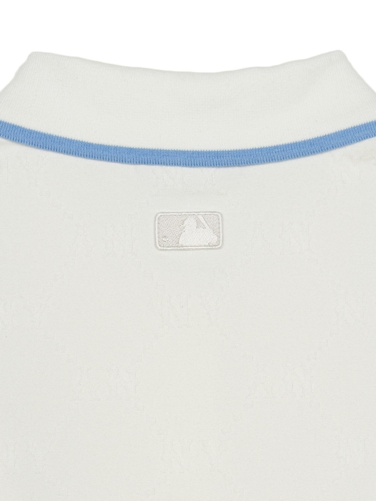 Áo Polo MLB Women's Dia Mono Tonton Jacquard Collar T-Shirt New York Yankees Ivory