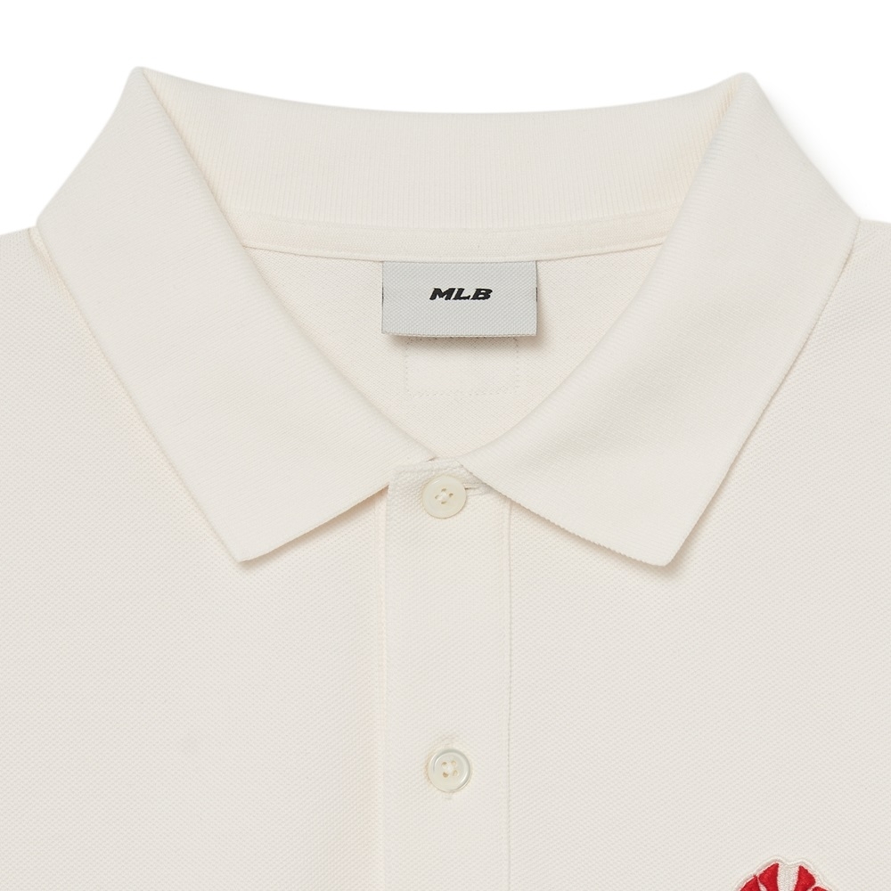 Áo Polo MLB Heart Small Logo Comfortable Fit New York Yankees Ivory