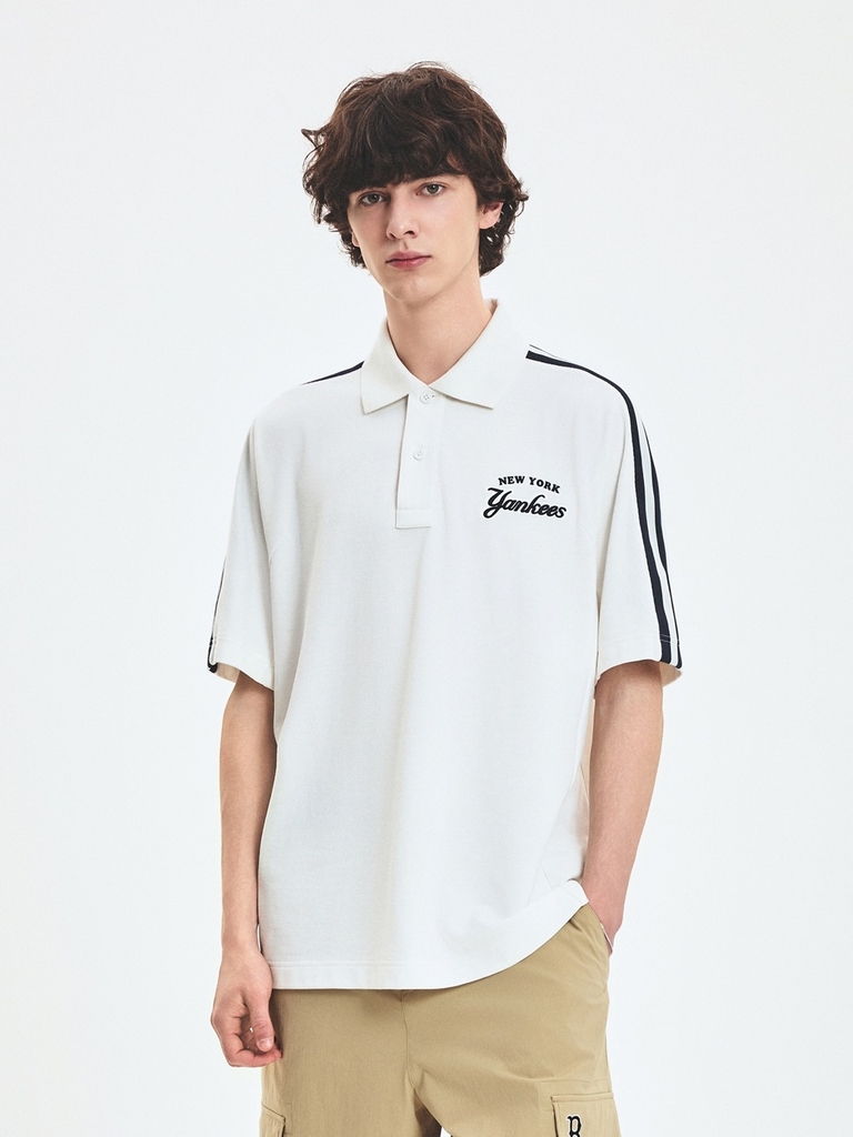 Áo Polo MLB Varsity Sportive Overfit Collar T-Shirt New York Yankees Ivory