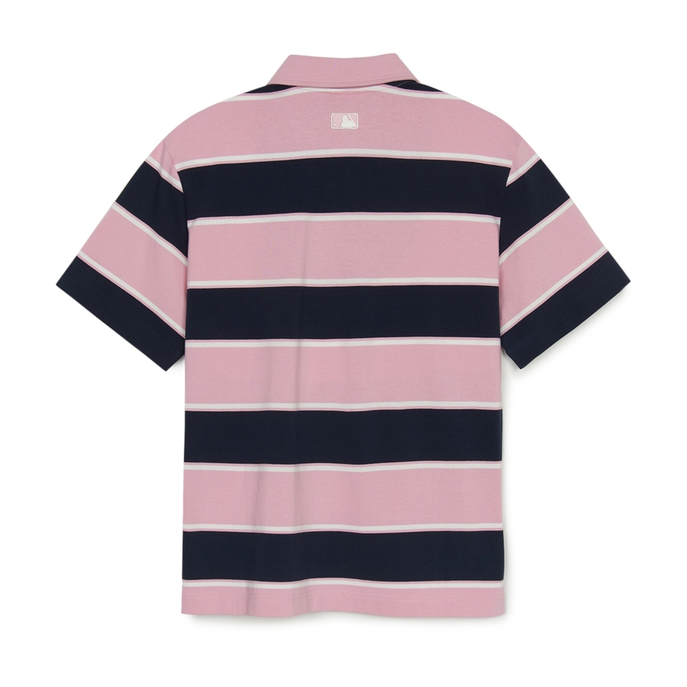Áo Polo MLB Varsity Stripe Overfit Collar T-Shirt Boston Red Sox Pink