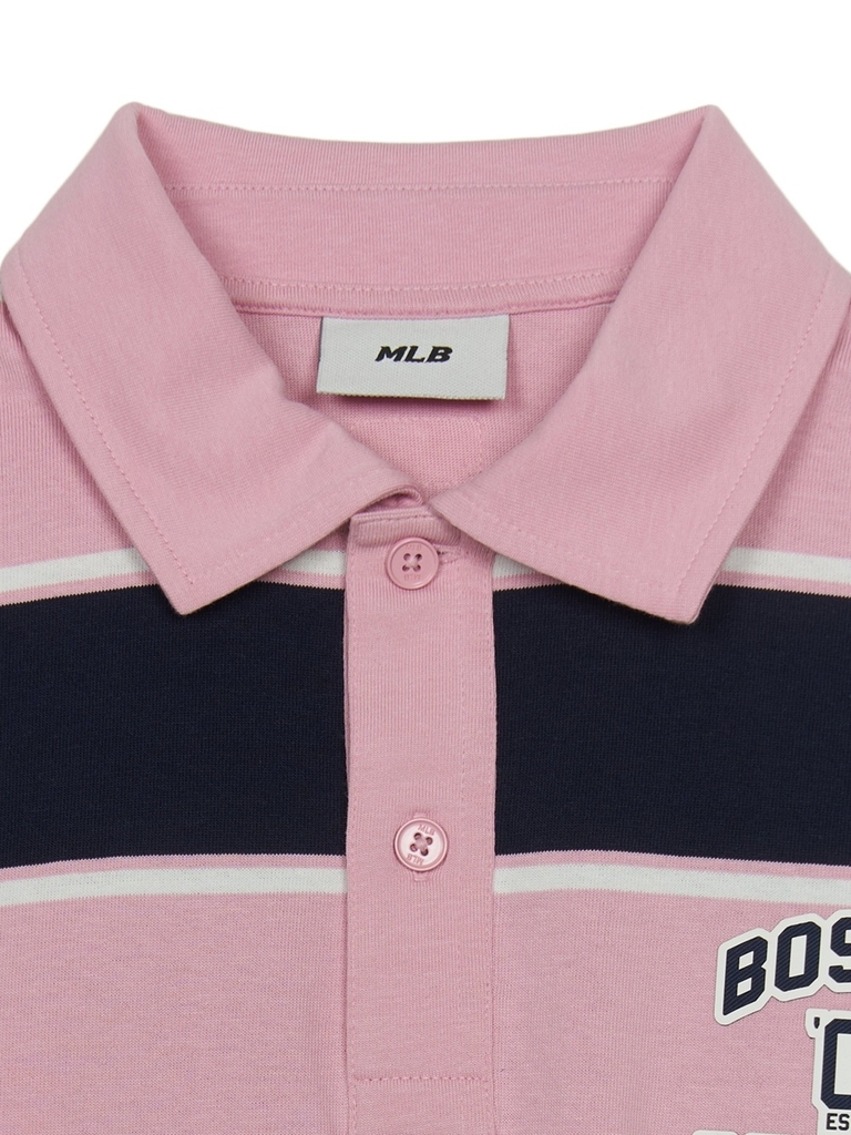 Áo Polo MLB Varsity Stripe Overfit Collar T-Shirt Boston Red Sox Pink