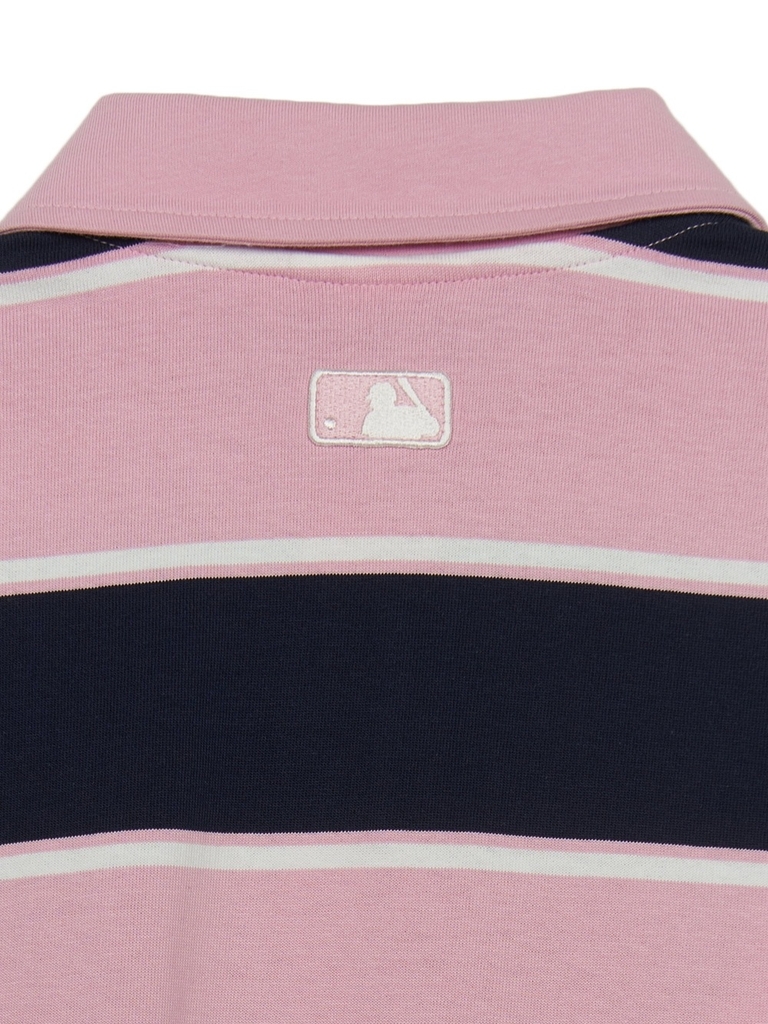 Áo Polo MLB Varsity Stripe Overfit Collar T-Shirt Boston Red Sox Pink
