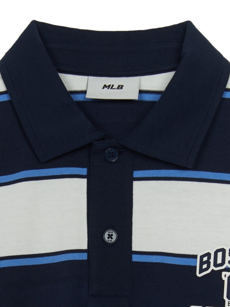 Áo Polo MLB Varsity Stripe Overfit Collar T-Shirt Boston Red Sox Navy