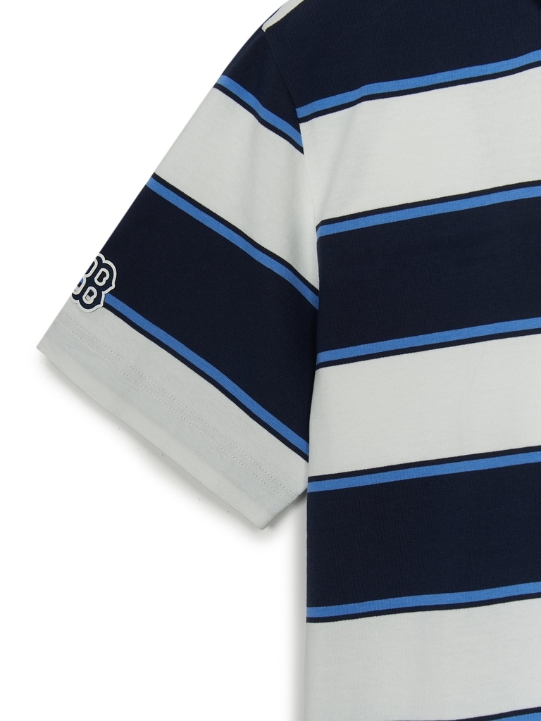 Áo Polo MLB Varsity Stripe Overfit Collar T-Shirt Boston Red Sox Navy