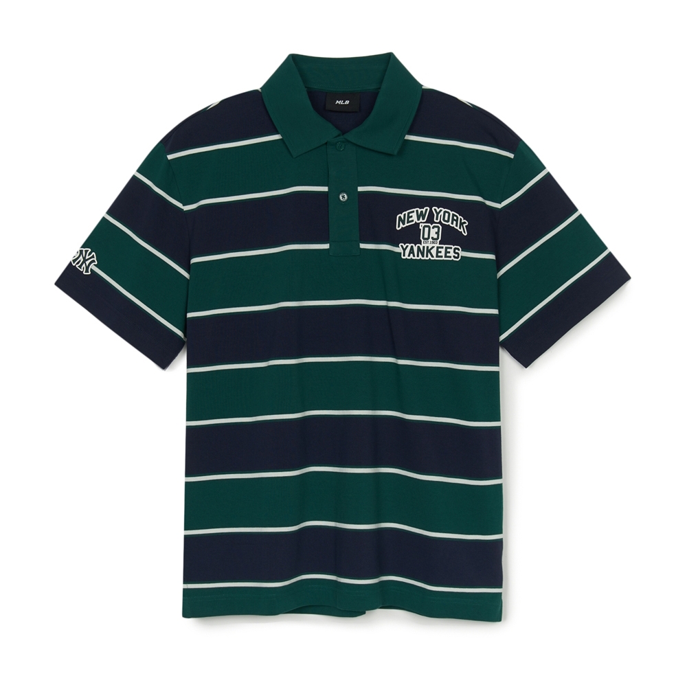 Áo Polo MLB Varsity Stripe Overfit Collar T-Shirt New York Yankees Green