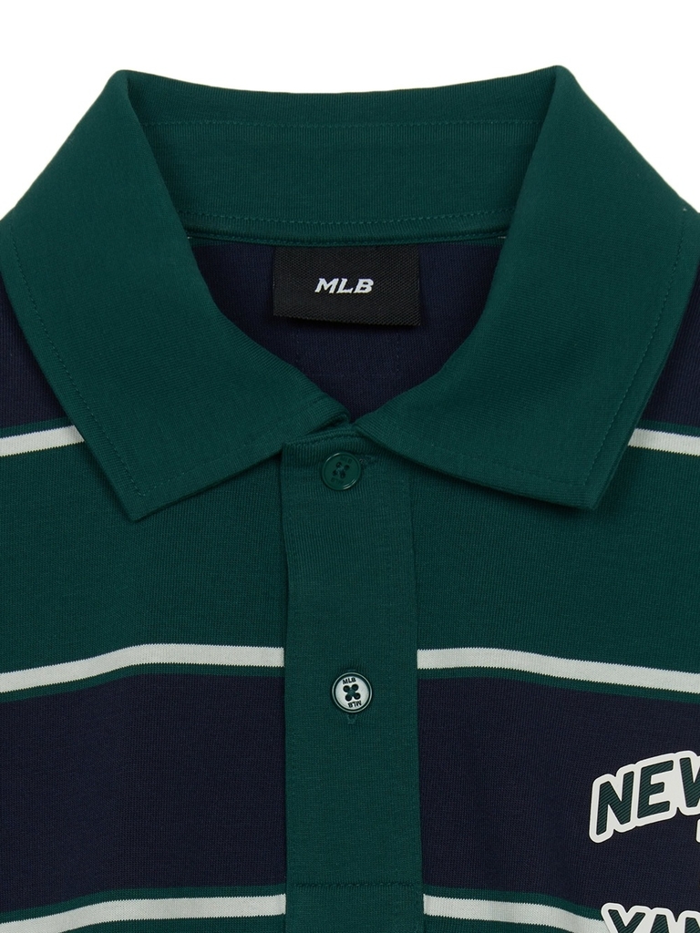 Áo Polo MLB Varsity Stripe Overfit Collar T-Shirt New York Yankees Green