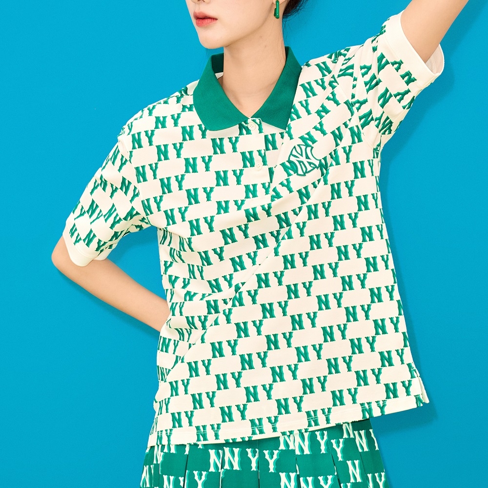 Áo Polo MLB Women's Classic Monogram Full Board New York Yankees N.Green