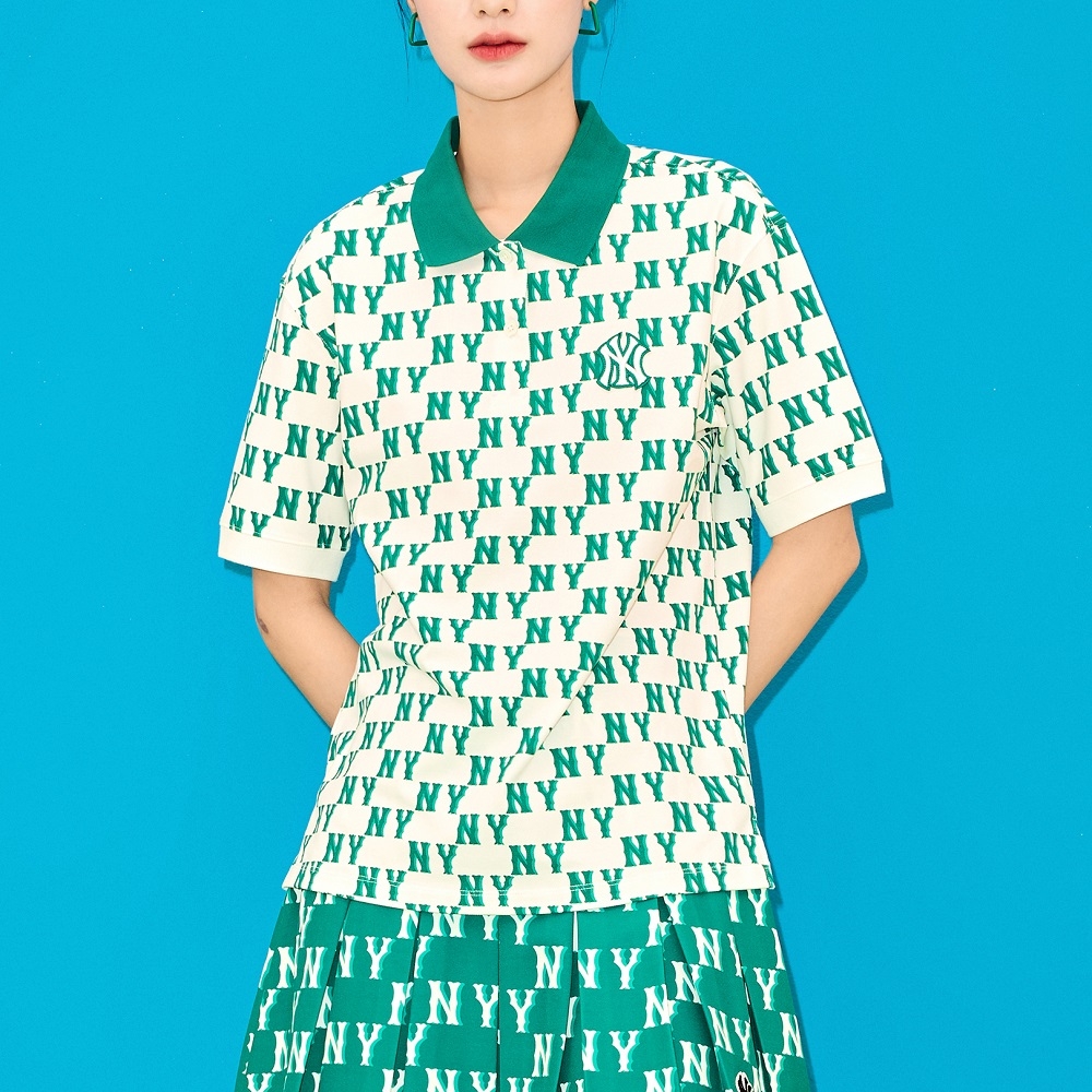 Áo Polo MLB Women's Classic Monogram Full Board New York Yankees N.Green
