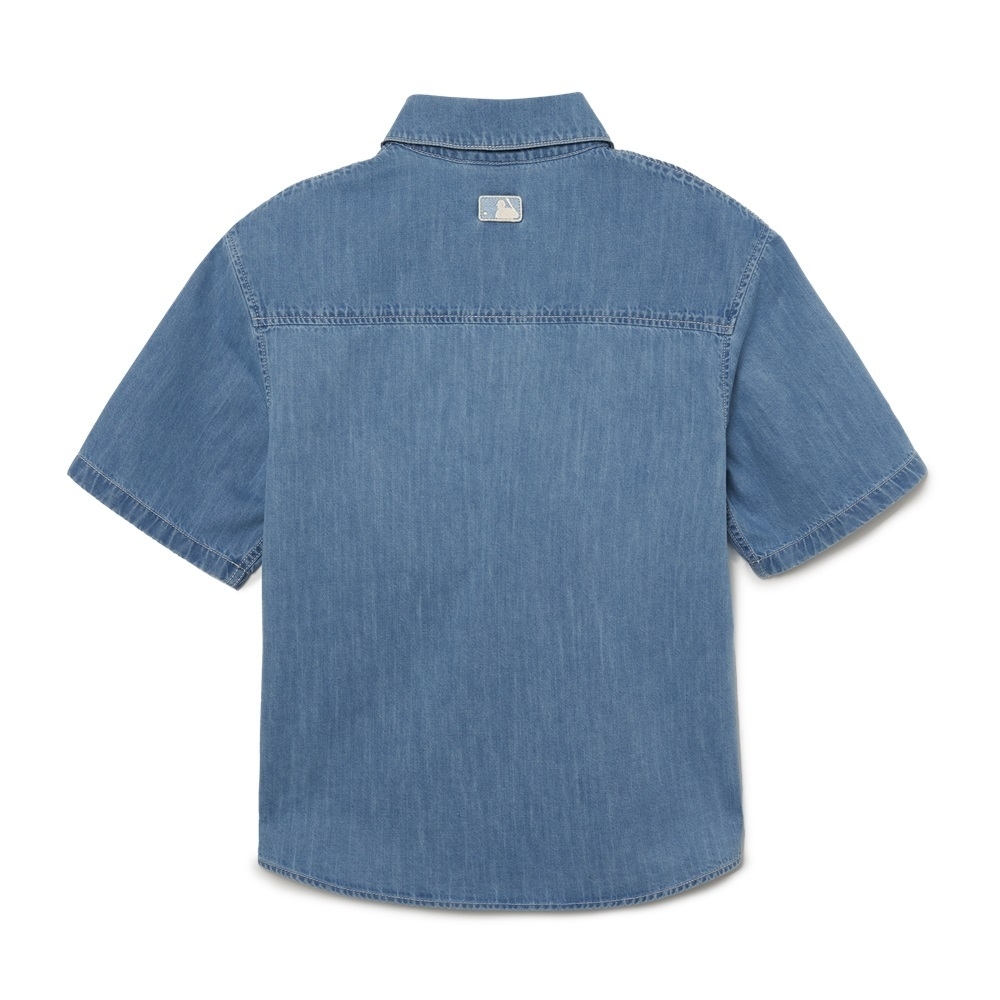 Áo Sơ Mi MLB Women's Heart Solid Denim New York Yankees Blue