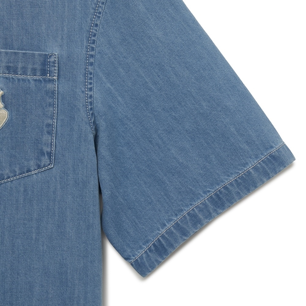 Áo Sơ Mi MLB Women's Heart Solid Denim New York Yankees Blue