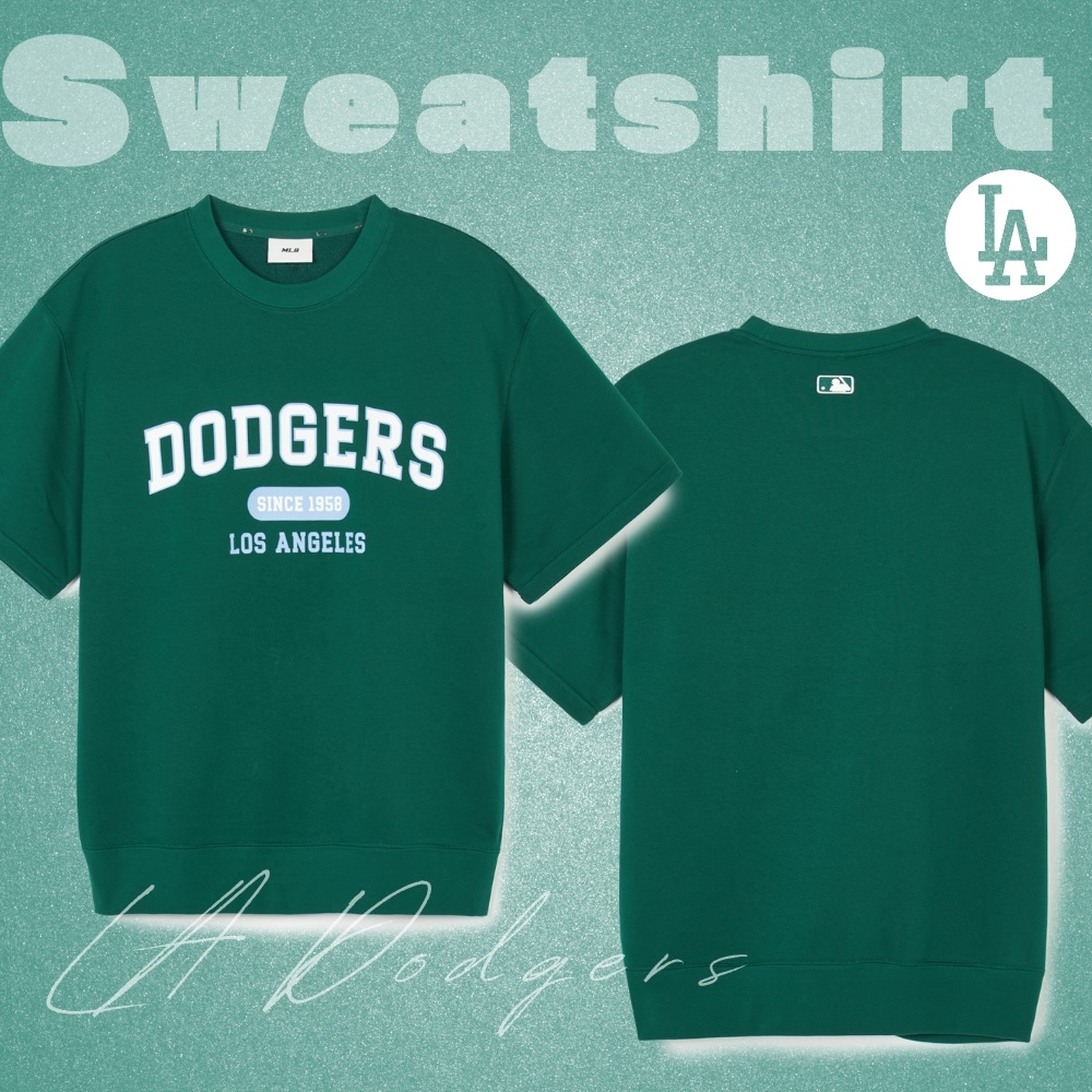 Áo Sweatshirt MLB Korea Varsity Short Sleeve LA Dodgers Green