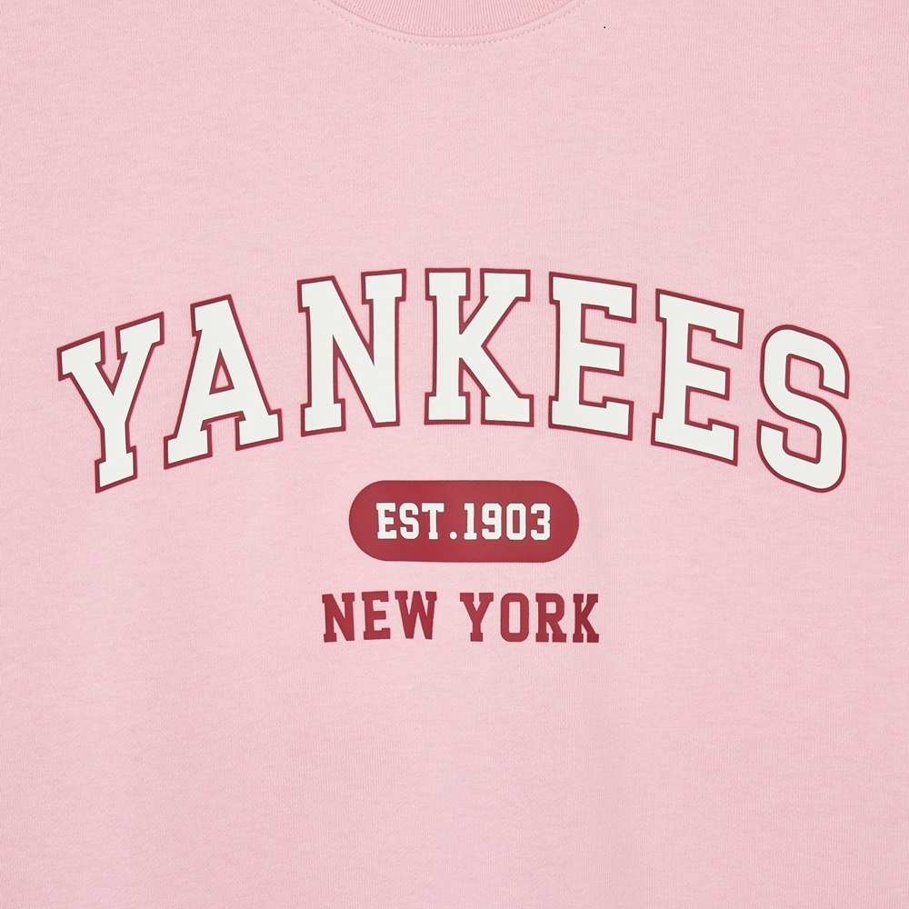 Áo Sweatshirt MLB Korea Varsity Short Sleeve New York Yankees Pink