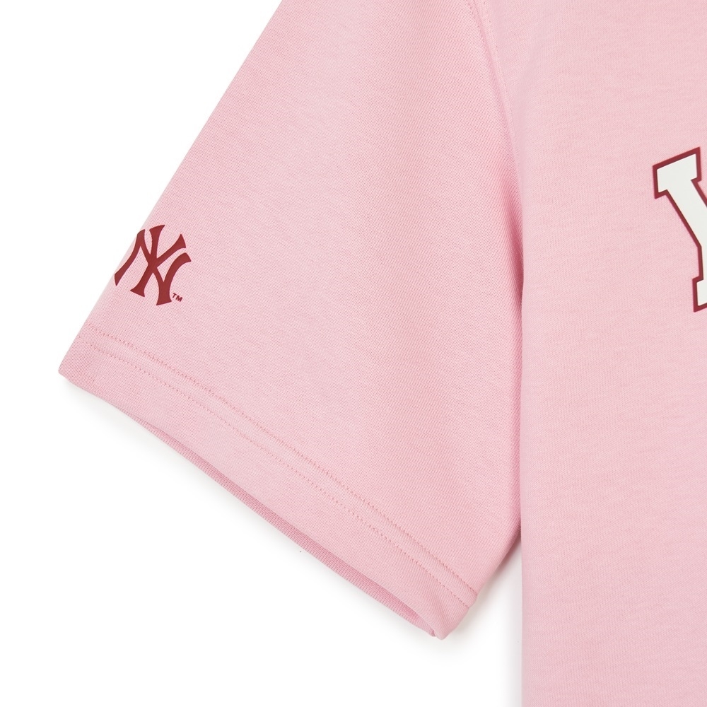 Áo Sweatshirt MLB Korea Varsity Short Sleeve New York Yankees Pink