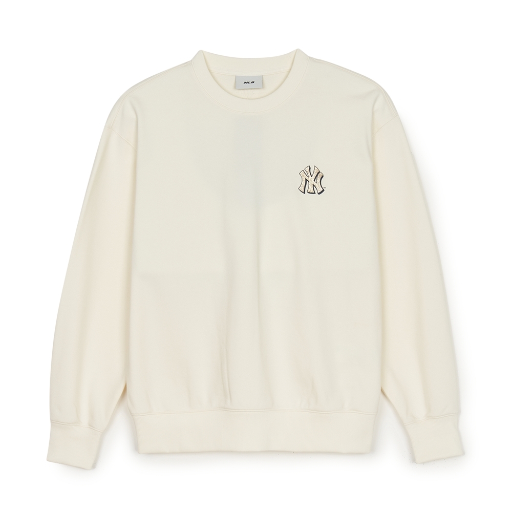 Áo Sweatshirt MLB New Year Snake Cartoon Graphic Overfit Man to Man New York Yankees Cream