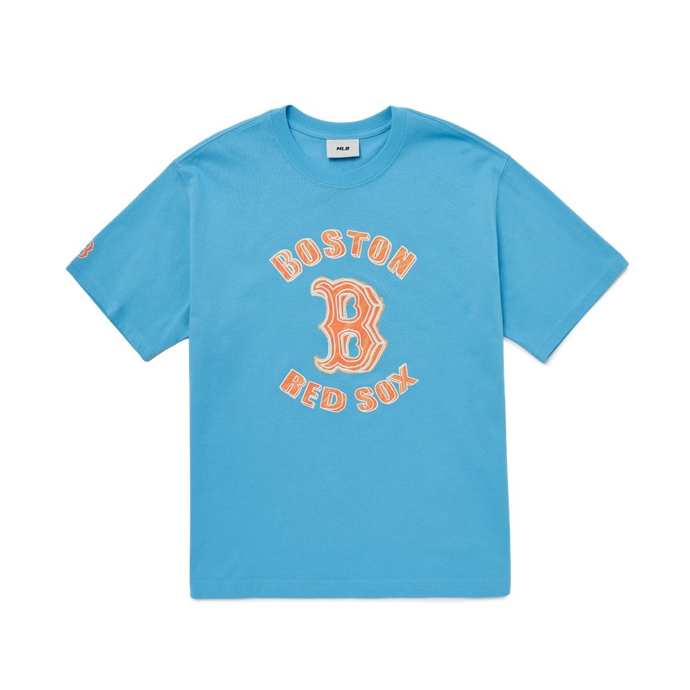 Áo Thun Basic Neon Logo Overfit Boston Red Sox N.Blue