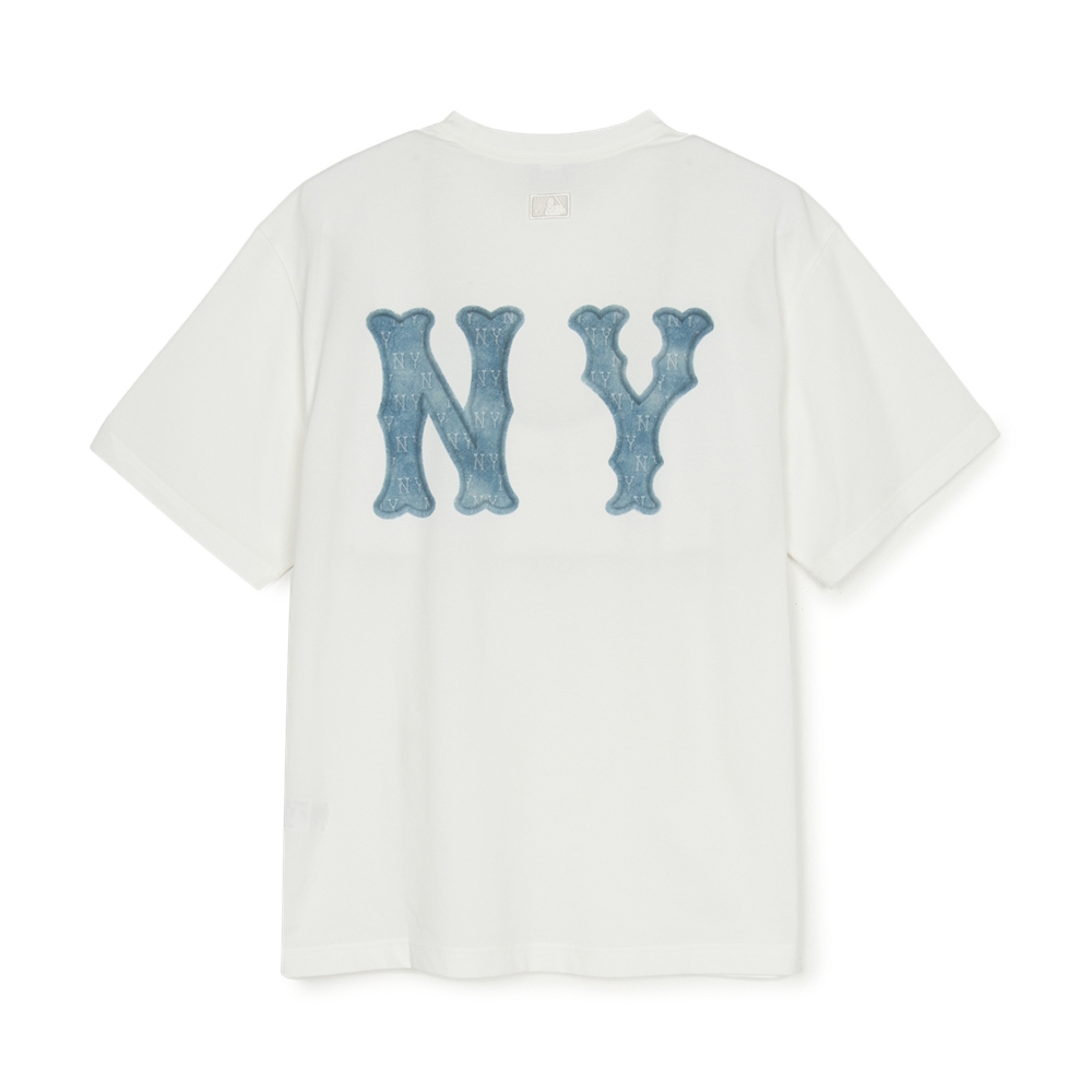 Áo Thun MLB Basic Denim-like Coopers Overfit Short Sleeve T-shirt New York Yankees Ivory