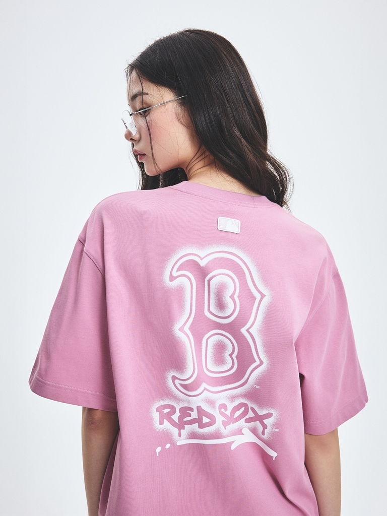 Áo Thun MLB Basic Street Logo Overfit Short Sleeve T-Shirt Boston Red Sox Pink