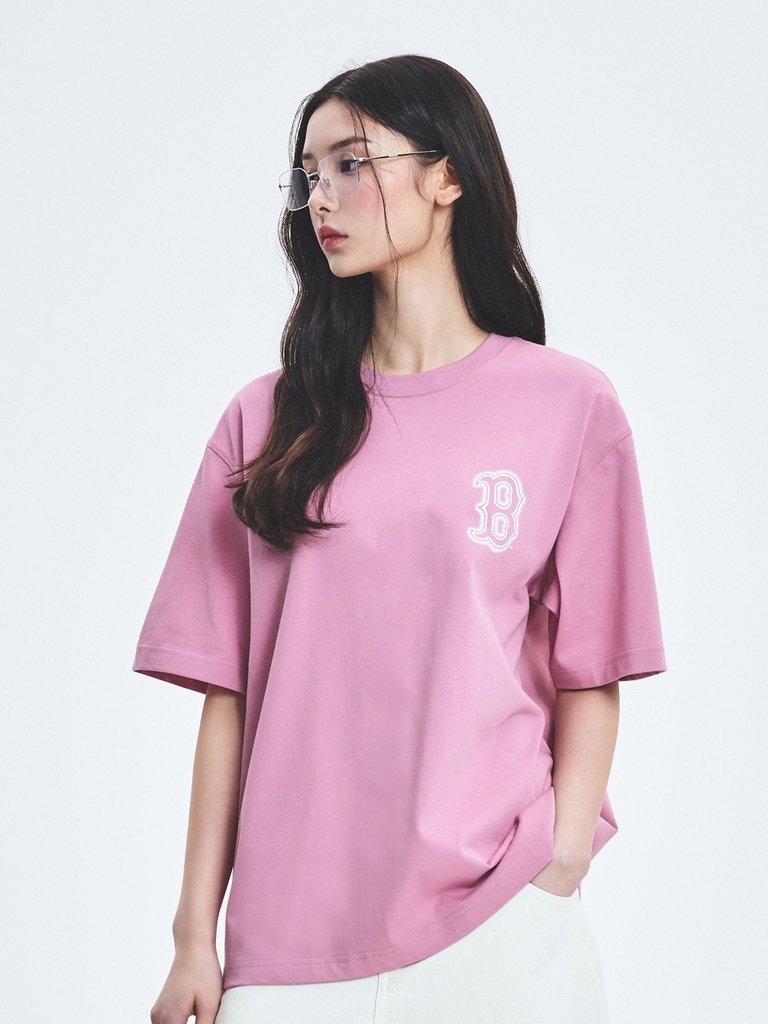 Áo Thun MLB Basic Street Logo Overfit Short Sleeve T-Shirt Boston Red Sox Pink