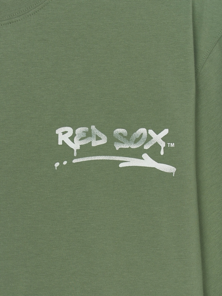 Áo Thun MLB Basic Street Logo Overfit Short Sleeve T-Shirt Boston Red Sox Khaki