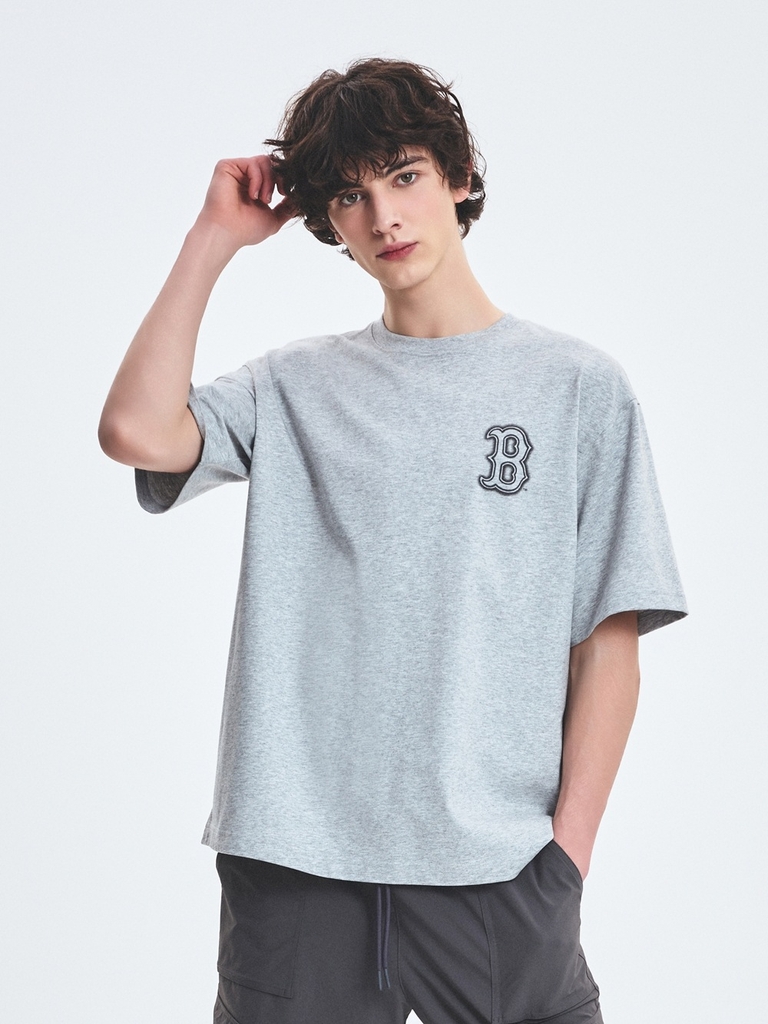 Áo Thun MLB Basic Street Logo Overfit Short Sleeve T-Shirt Boston Red Sox Grey