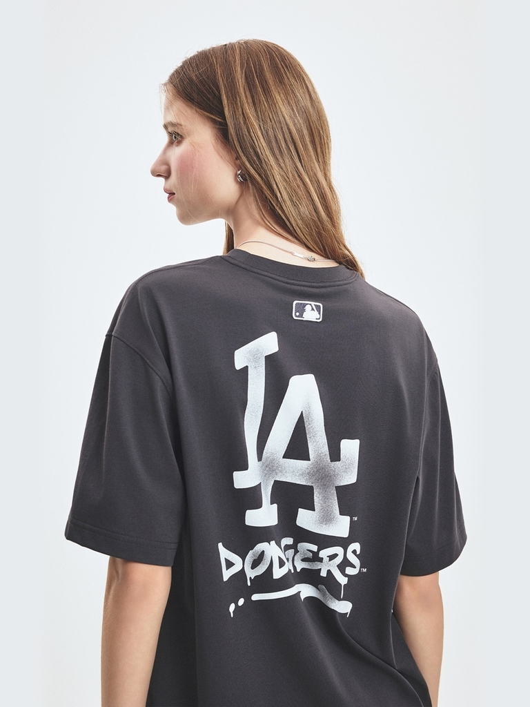 Áo Thun MLB Basic Street Logo Overfit Short Sleeve T-Shirt LA Dodgers Grey