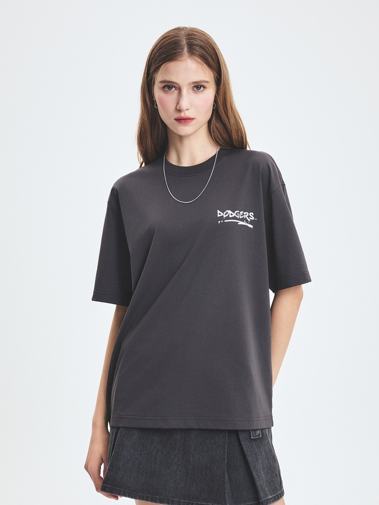 Áo Thun MLB Basic Street Logo Overfit Short Sleeve T-Shirt LA Dodgers Grey