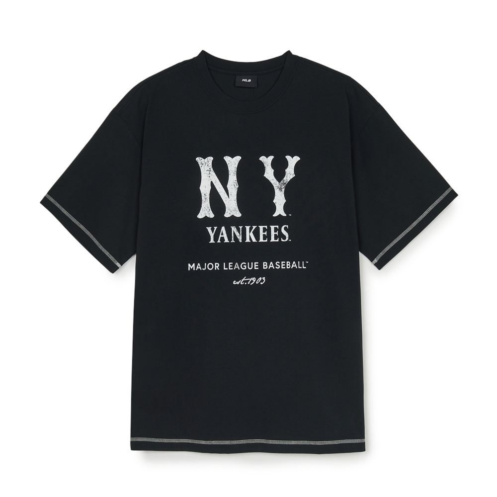 Áo Thun MLB Basic Coopers Logo Mega Overfit Functional Short Sleeve T-Shirt New York Yankees Black
