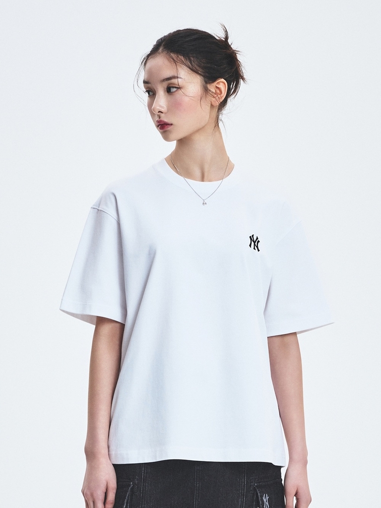 Áo Thun MLB Basic Heavyweight Overfit Short Sleeve T-Shirt New York Yankees White