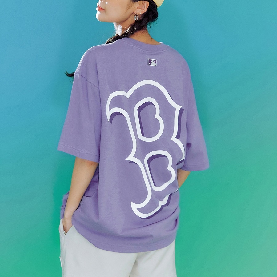 Áo Thun MLB Basic Mega Logo Overfit Boston Red Sox D.Lavender