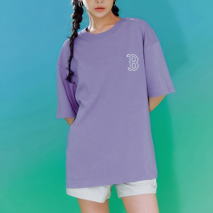 Áo Thun MLB Basic Mega Logo Overfit Boston Red Sox D.Lavender