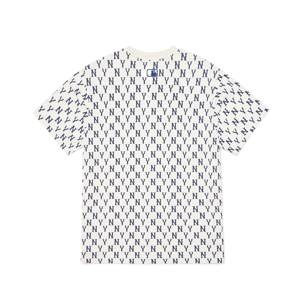 Áo Thun MLB Basic Monogram Allover New York Yankees Cream