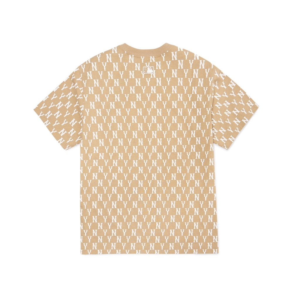 Áo Thun MLB Basic Monogram Allover New York Yankees D.Beige