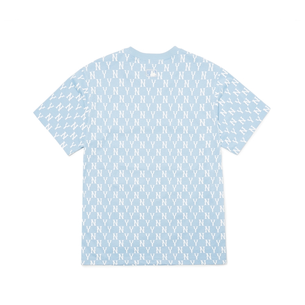 Áo Thun MLB Basic Monogram Allover New York Yankees L.Blue