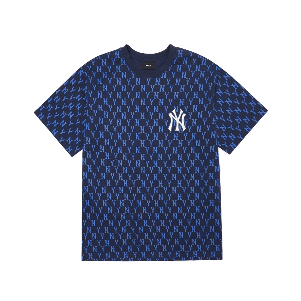 Áo Thun MLB Basic Monogram Allover New York Yankees Navy
