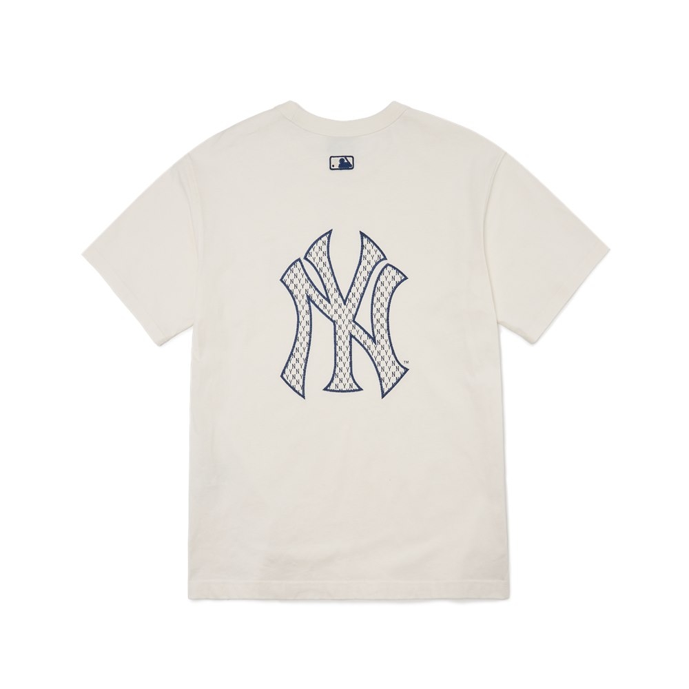 Áo Thun MLB Basic Monogram Back Logo New York Yankees Cream
