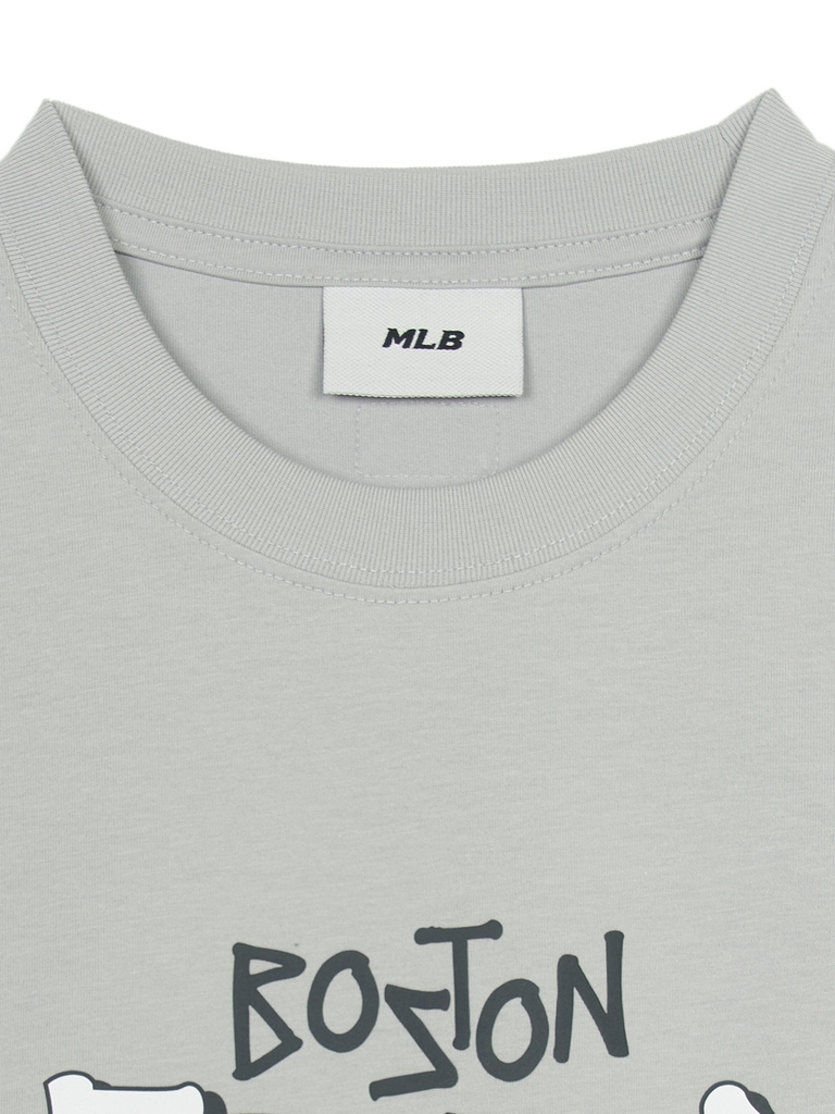 Áo Thun MLB Basic Big Logo Mega Overfit Functional Short Sleeve T-Shirt Boston Red Sox Grey
