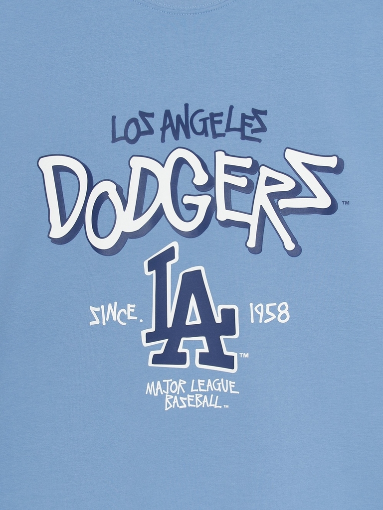 Áo Thun MLB Basic Big Logo Mega Overfit Functional Short Sleeve T-Shirt LA Dodgers Blue
