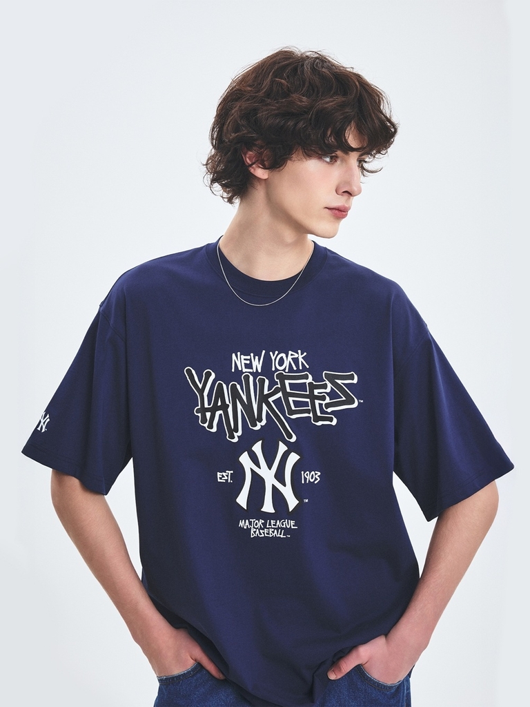 Áo Thun MLB Basic Big Logo Mega Overfit Functional Short Sleeve T-Shirt New York Yankees Navy
