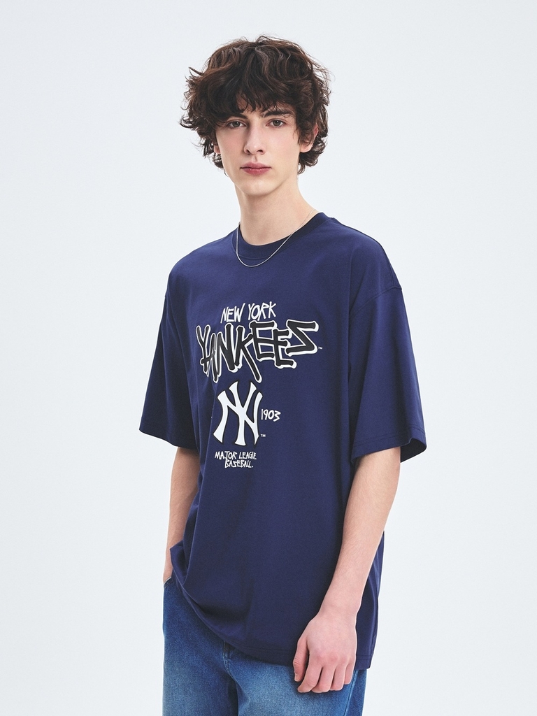 Áo Thun MLB Basic Big Logo Mega Overfit Functional Short Sleeve T-Shirt New York Yankees Navy