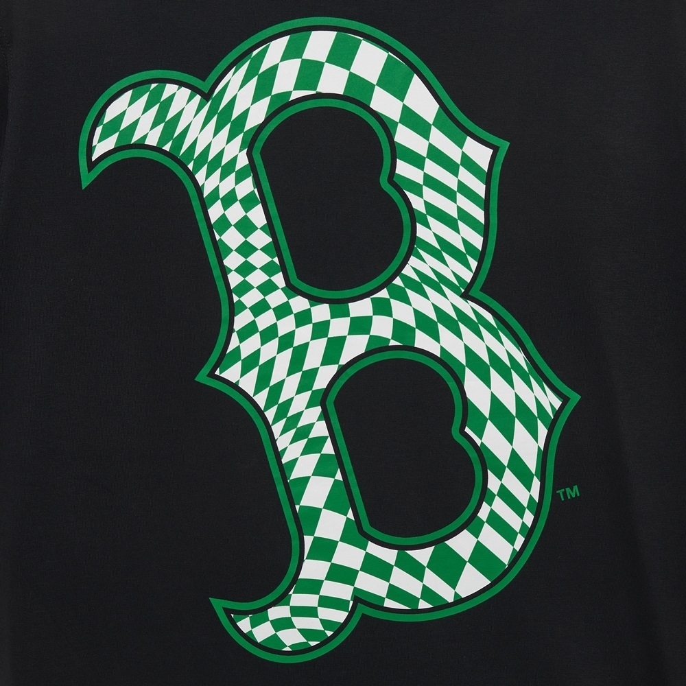 Áo Thun MLB Checkerboard Clipping Logo Boston Red Sox Black