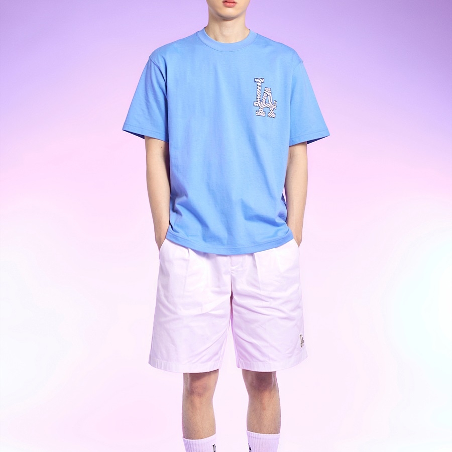 Áo Thun MLB Checkerboard Clipping Logo LA Dodgers L.Cobalt Blue