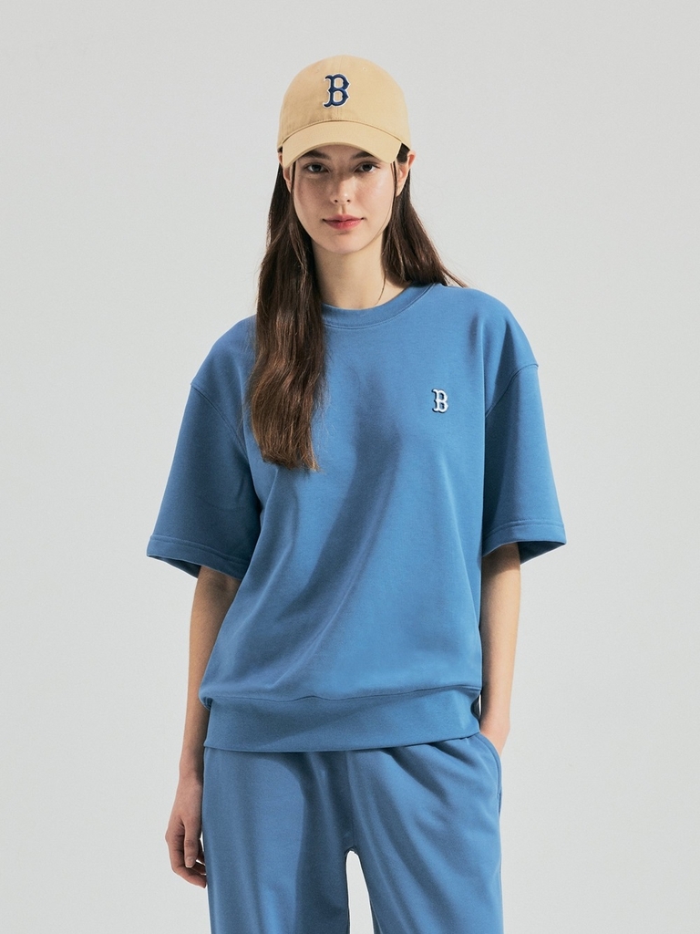 Áo Thun MLB Korea Basic Small Logo Man To Man Boston Red Sox Indigo