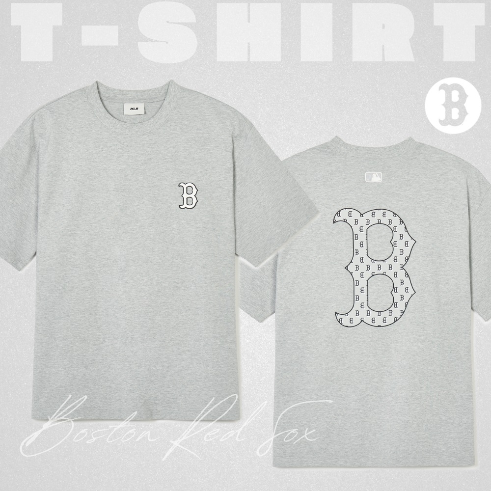 Áo Thun MLB Korea Classic Mono Big Lux T-Shirt Boston Red Sox Grey